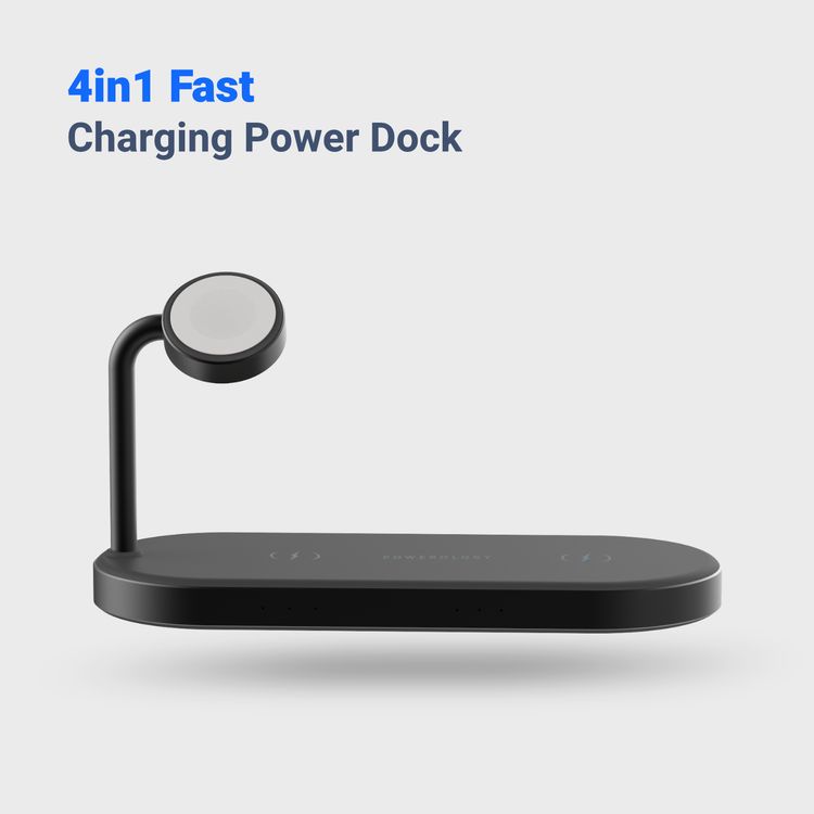 Powerology Portable 4 in 1 Wireless Charging Dock - Black