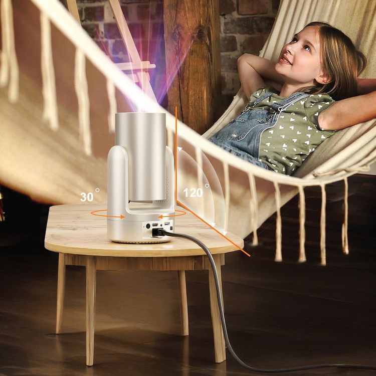 Green Lion Prisma 4K Projector with 5200mAh Battery Capacity, 3 Hours Working Time, 120" Screen Projection, High Quality Sound, Up to 4m of Projection Distance - Gold