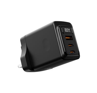 Porodo GaN Wall Charger with Single USB-A & Dual USB-C Po...