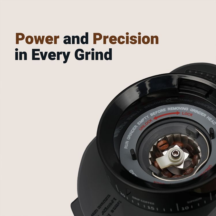 Lepresso Conical Burr Grinder, 275g Bean Hopper Capacity, 99g Chamber Capacity, 31 Grind Settings, User Friendly Interface, Timer Technology - Black