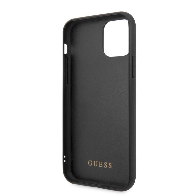 CG MOBILE Guess PC/TPU Layer Gold Glitter Marble Case Compatible with iPhone 11, Minimalist Design, Supports Wireless Charging, Scratch Resistant, Officially Licensed - White