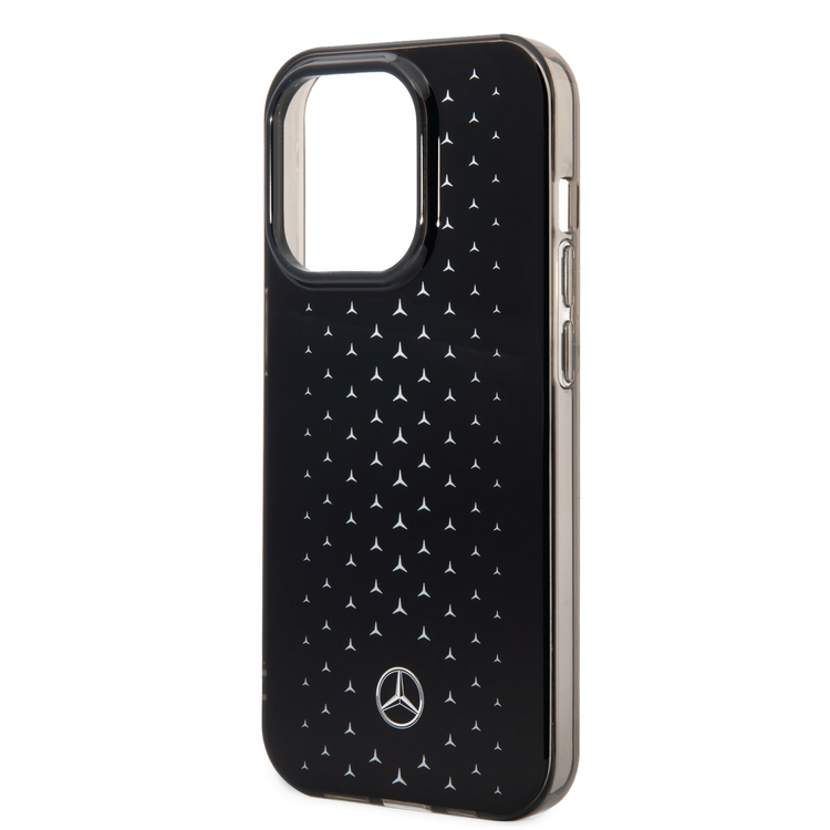 Mercedes-Benz Double Layer PC/TPU Case with Large Star Pattern iPhone 14 Pro Compatibility - Silver