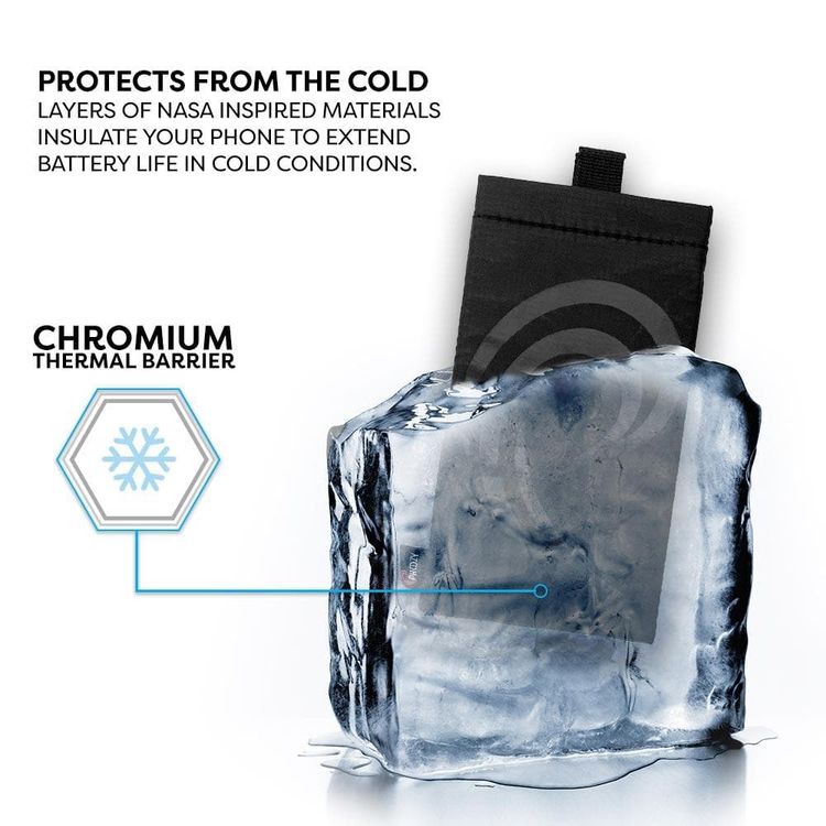 Phoozy Apollo II Series Thermal Mobile Phone Case Capsule, Prevents Overheating, Shock & Impact Protection, Insulated Ultra-Slim Weatherproof Pouch, Extends Battery Life - Black