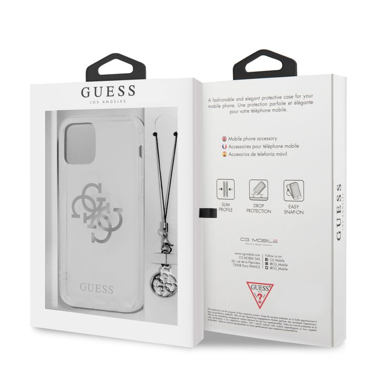 CG MOBILE Guess PC/TPU Case Transparent 4G Electroplated Logo with Elegant Charm Compatible for iPhone 13 (6.1") Anti-Scratch, Easy Access to All Ports