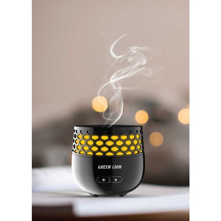 Green Lion Lux Bakhour Incense Burner 2500mAh, Compact & Portable, Type-C Charge, 30 Mins Working Time, LED Light, Turbo Fan, Charging Time 2H - Black