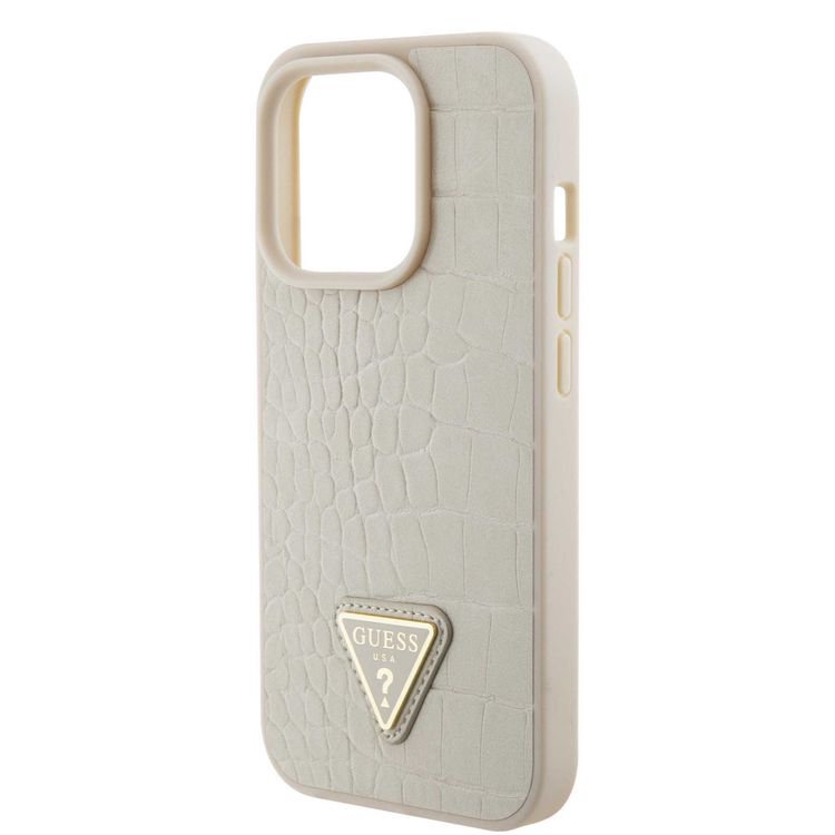 Guess Croco Case with Triangle Logo - Gold - iPhone 15 Pro Max
