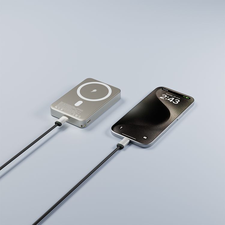 بنك طاقة بورودو ماج سيف 10000 مللي أمبير/ساعة مع منفذ إدخال وإخراج من النوع C، شحن لاسلكي 15 وات وشحن PD 20 وات، مؤشر بطارية LED، تصميم صغير الحجم وقابل للحمل - فضي / أصفر