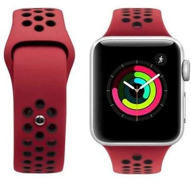 ايجارد من ساعة بورودو نايكي حزام لساعة ابل ، سوار بديل مريح ومناسب ، أشرطة قابلة للتعديل متوافقة مع ساعة ابل 44ميلي / 42ميلي - احمر/ اسود