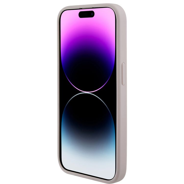 تخمين حقيبة جلدية بو Gripstand مع نمط 4G مثلث ستراس - القرنفل - iPhone 15 Pro