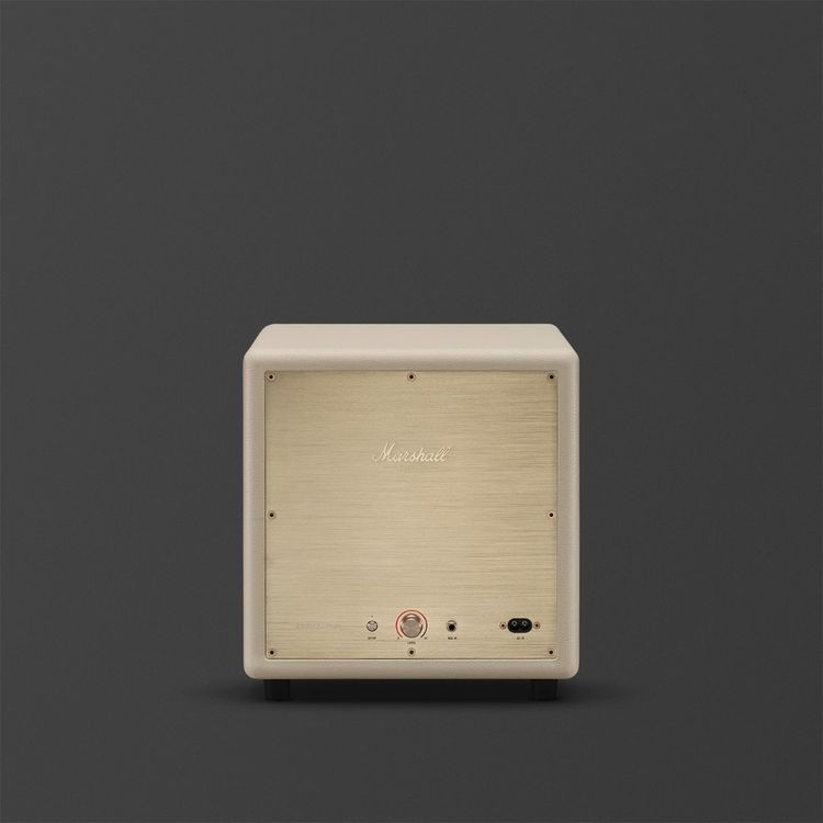 مارشال هيستون سب 200 مضخم صوت محمول مع اتصال لاسلكي وسلكي، نطاق تردد 30-150 هرتز، تحكم عبر تطبيق مارشال، صوت جهير عميق، مضخمات صوت مزدوجة 5.25 بوصة - لون كريمي.