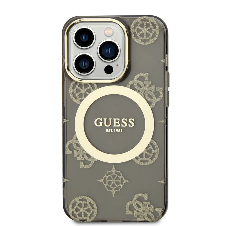 Guess Magsafe IML Case - Gold Black - iPhone 15 Pro