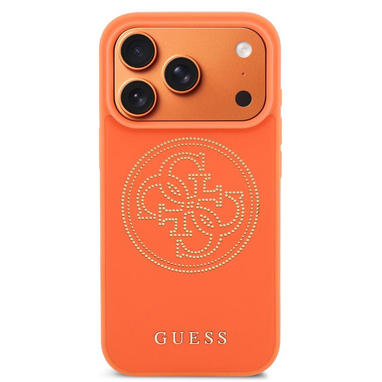 Guess MagSafe PU Leather Case with 4G Perforated Logo for iPhone 17 Pro Max, Easy Snap-On, Drop Protection, Slim Profile, Comfortable Grip, Lightweight - Orange