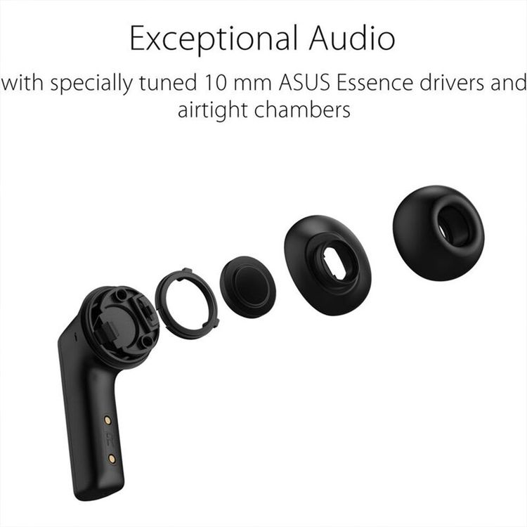 ASUS ROG Cetra True Wireless Earbuds with Active Noise Cancellation, Up to 5.5 Hours Battery Life, Bluetooth Version 5.0, Wireless & Type-C Charging, 60cm Charging Cable, RGB Lights, Built-in Microphone, Hybrid Multipoint - Black
