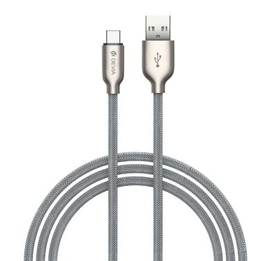 Devia Storm Series Zinc Alloy Braided Type-C Cable 1M 2.1A - Silver