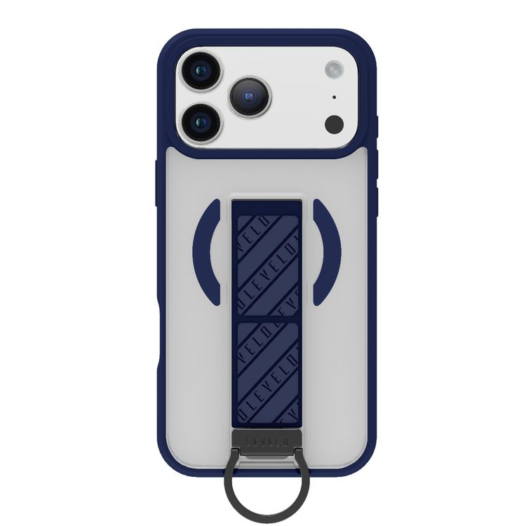 غطاء Levelo Morphix Clara GripStand MagSafe لجهاز iPhone 17 Pro Max، مع حواف مرتفعة للكاميرا والشاشة، مغناطيس قوي، جسم مقاوم للصدمات وذات تشطيب غير لامع، حامل D-Ring مرن، مضاد لبصمات الأصابع - لون أزرق منتصف الليل.