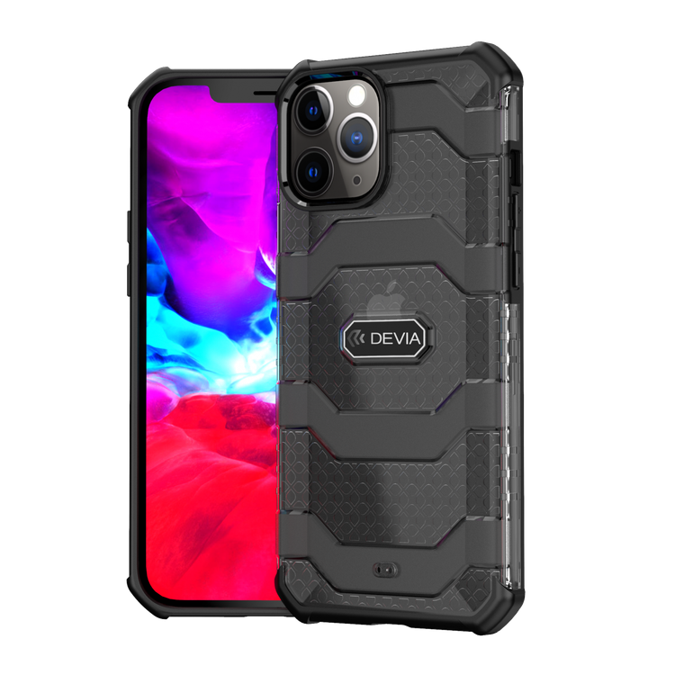 Devia Vanguard Shockproof TPU+PC Case Compatible for iPhone 12 / 12 Pro (6.1") Dual Protection for Camera Screen - 3m Drop Resistant Anti-Impact & Anti-Fall Back Cover - Black