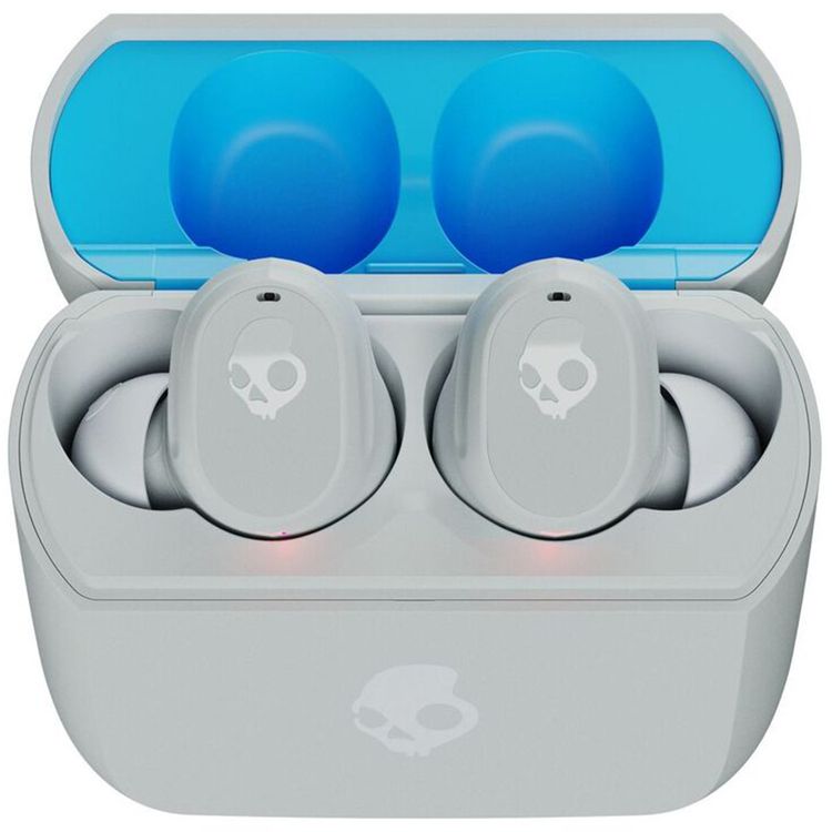 Skullcandy Mod True Wireless In-Ear Earphones, Clear Voice Smart Mic, Multipoint Pairing, 10 Minutes to 2 Hours Rapid Charging, 34 Hours Battery Life, 6 mm Driver Diameter - Light Gray/Blue