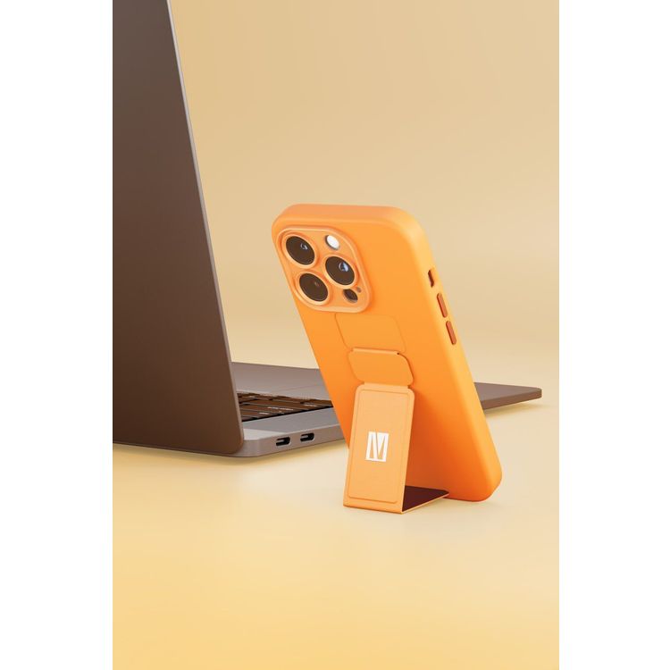 Levelo Morphix Silicone Case with Leather Grip for iPhone 14 Pro - Orange