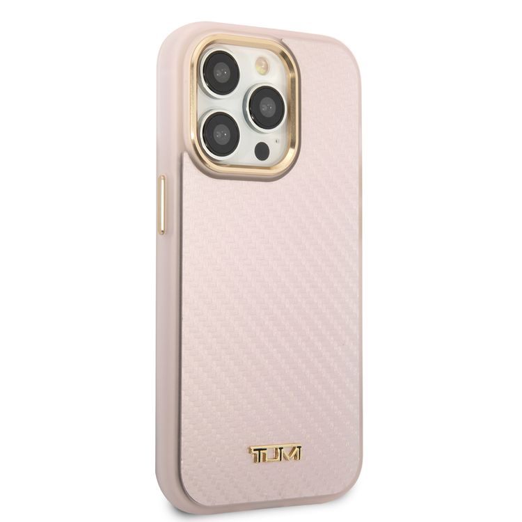 Tumi HC Aluminium Carbon Pattern Case For iPhone 14 Pro - Pink