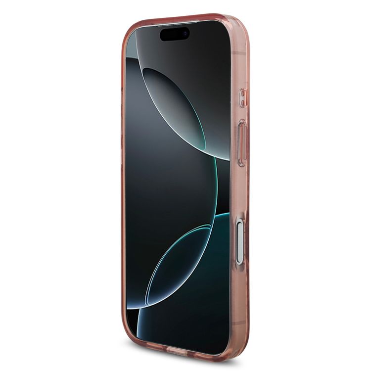 غطاء Guess MagSafe IML بنقشة الزهور وحزام للهاتف iPhone 17 Pro، سهولة التثبيت، تغليف مستدام، قبضة مريحة، حماية من السقوط، تصميم نحيف وخفيف الوزن - لون زهري.