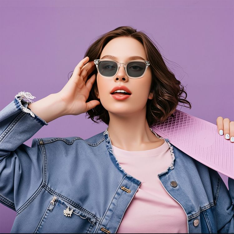 Powerology Smart Audio Sunglasses with UV Protection, Smart Touch Control, 6 Hours Talk Time, 8 Hours Play Time, Magnetic Charging, 2 x 90mAh Battery Capacity, Bluetooth Version 5.4, 15m Transmission Distance, Smart Sleep Mode, Auto-Pairing, Low Latency - Transparent