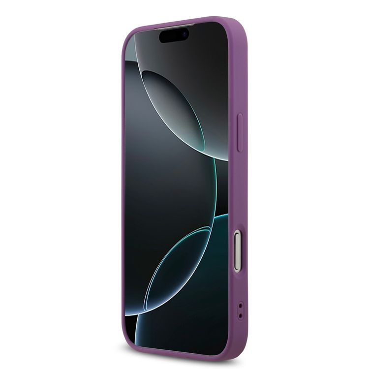 غطاء مخملي لامع من PU مع شعار معدني كبير 4G لجهاز iPhone 17 Pro Max، حماية من الصدمات، تصميم نحيف وخفيف الوزن، سهل التركيب، تغليف مستدام، قبضة مريحة - لون أرجواني فاتح