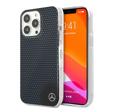 CG MOBILE Mercedes Benz PC/TPU Case with Black Stars Pattern Compatible for iPhone 13 Pro Max (6.7") Anti-Scratch, Easy Access to All Ports, Drop Protection & Shock Absorption