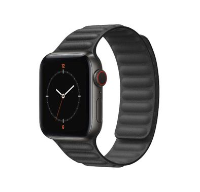 iGuard by Porodo Premium Leather Adjustable Magnetic Watch Band for Apple Watch, Fit & Comfortable Replacement Wrist Band Compatible for Apple Watch 44mm / 42mm - Black