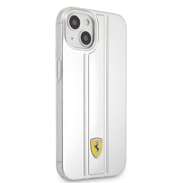 CG MOBILE Ferrari PC/TPU Transparent Hard Case with 3D Stripes Compatible for iPhone 13 (6.1") Scratches Resistant, Easy Access to All Ports