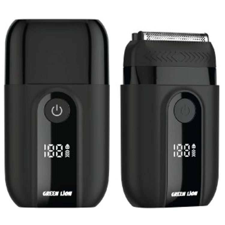 Green Lion Duo Shave Trimmer & Shaver with Protection Cap, 2 Speed Levels, 60 Minutes Working Time, USB-C Charging Port, Travel Lock Function, Digital Display, 5W Power - Black
