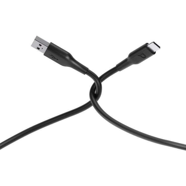 Powerology TPE USB-A to Type-C Charging Cable with Fast Charging & Data Transfer, Universal Compatibility, 3A Charging Current, TPE Material, More than 30000 Bends - Black
