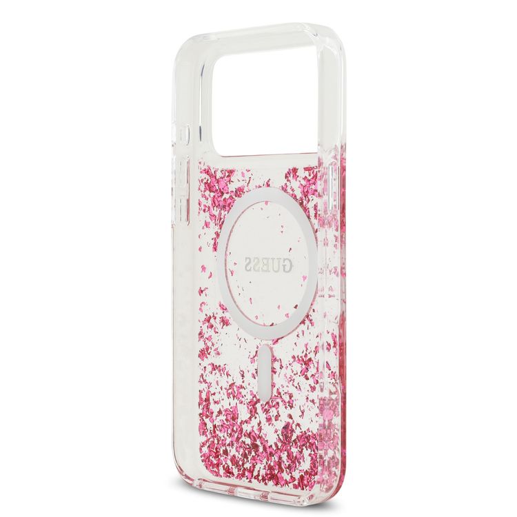 غطاء مغناطيسي لماج سيف بتصميم بريق لحماية جهاز آيفون 17 برو ماكس، حماية من السقوط، تصميم خفيف الوزن، قبضة مريحة، تغليف مستدام، سهل التركيب، بروفايل نحيف - لون وردي