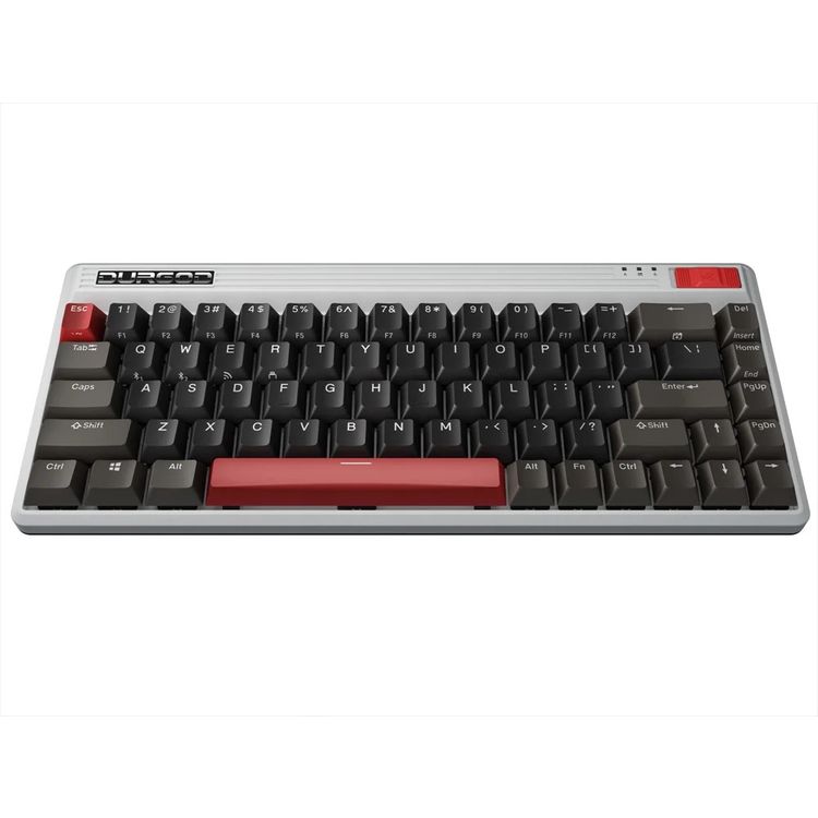 Durgod Fusion Wireless Mechanical Keyboard 65% Layout Doubleshot PBCherry Profile, Bluetooth 5.0, compatibility with Mac & Windows, USB Type C, Red Switch - Gray/Black/Red