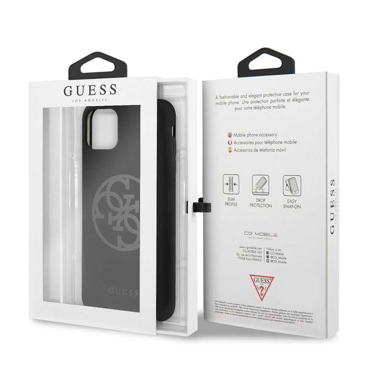 CG MOBILE Guess 4G Tone Logo Silicone Phone Case Compatible for iPhone 11 Pro (5.8") Anti-Scratch Mobile Case Officially Licensed - Black