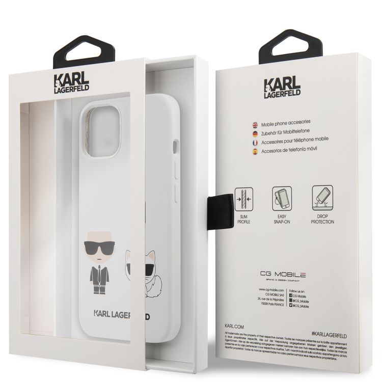 CG MOBILE Karl Lagerfeld Liquid Silicone Case Karl & Choupette Compatible for iPhone 13 Pro Max (6.7") Anti-Scratch, Easy Access to All Ports, Drop Protection & Shock Absorption Back Cover Suitable with Wireless Charging Officially Licensed