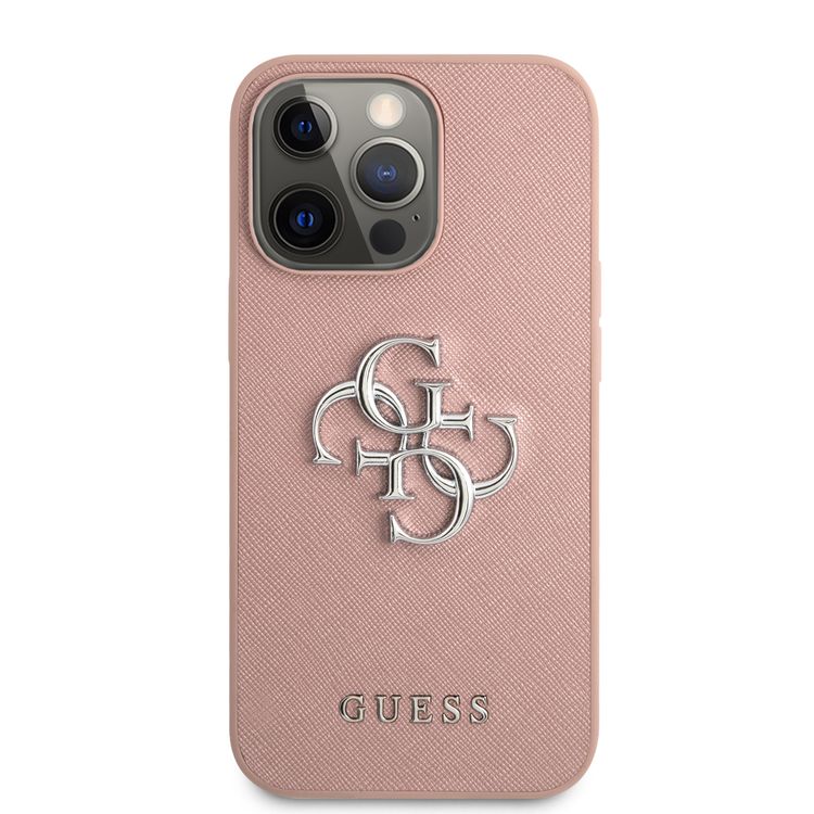 CG MOBILE Guess PU Saffiano Case with Big 4G Silver Logo Compatible for iPhone 13 Pro (6.1") Anti-Scratch, Easy Access to All Ports, Shock Absorption
