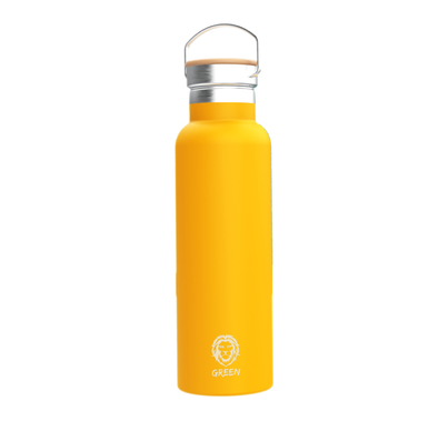 Green Lion Vacuum Flask Stainless Steel Water Bottle 600ml / 21oz- Yellow