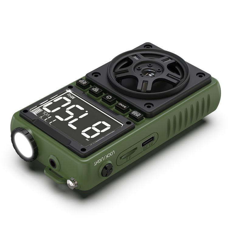 Green Lion Voyager Portable Radio with Bluetooth Speaker, 1.2W Flashlight, 6-7 Hours Playtime, 8-10m Transmission Range, Auto-Scan Mode, Lock & Sleep Function, 1.5 Hours Charging Time - Green