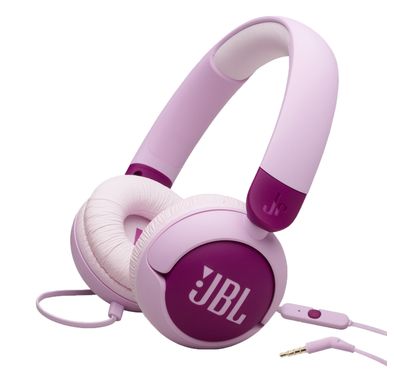 JBL Junior 320 Kids Wired On-Ear Headphones with JBL Sticker Set, Lightweight, Built-In Microphone, Ultra Portable, 3.5mm Audio Jack, 45° C Maximum Operation Temperature - Purple
