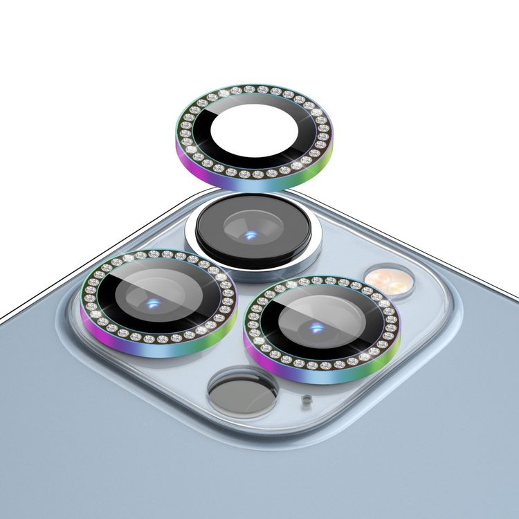 Camera Lens Green Lion Diamond Camera Lens for iPhone 13 Pro Max/13 Pro - Rainbow