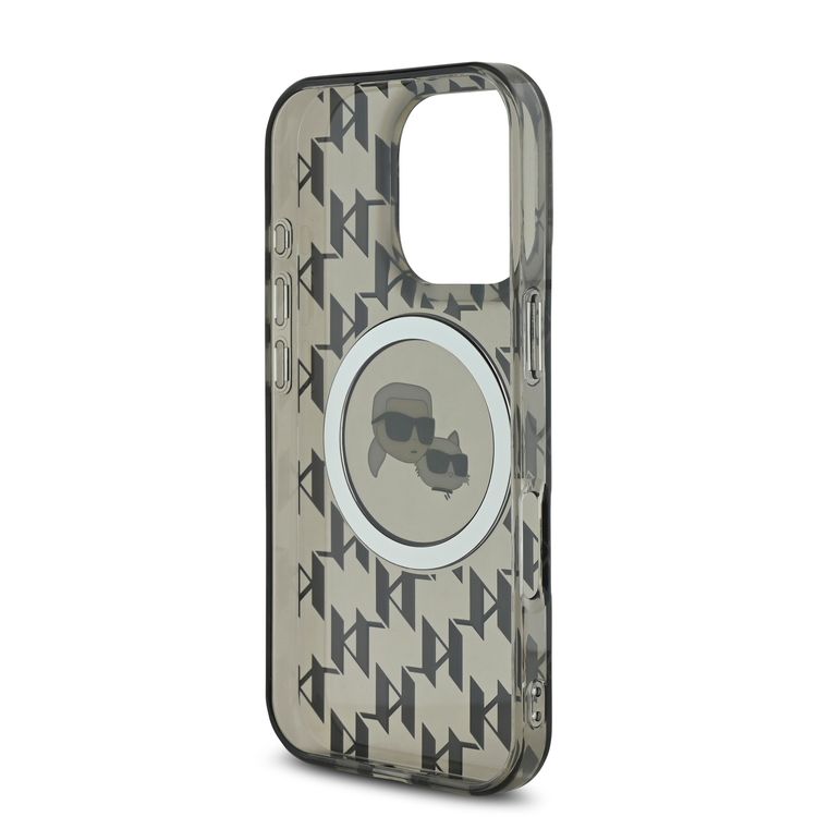 Karl Lagerfeld Magsafe IML Hard Case for iPhone 16 Pro Max with Karl & Choupette Heads, Slim Profile, Easy Snap-on, Drop Protection, Magsafe Compatible, Sustainable Packaging - Black