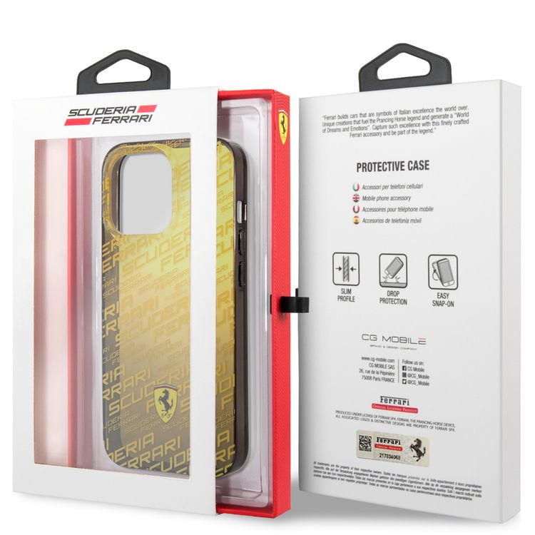 Ferrari PC/TPU Scuderia Dyed Bumper  Case, Drop protection, Compatible with iPhone 13 Pro Max - Yellow
