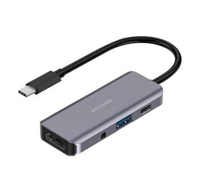 Porodo 4in1 USB-C Hub Type-C PD 100W HDMI USB 3.5mm Aux
