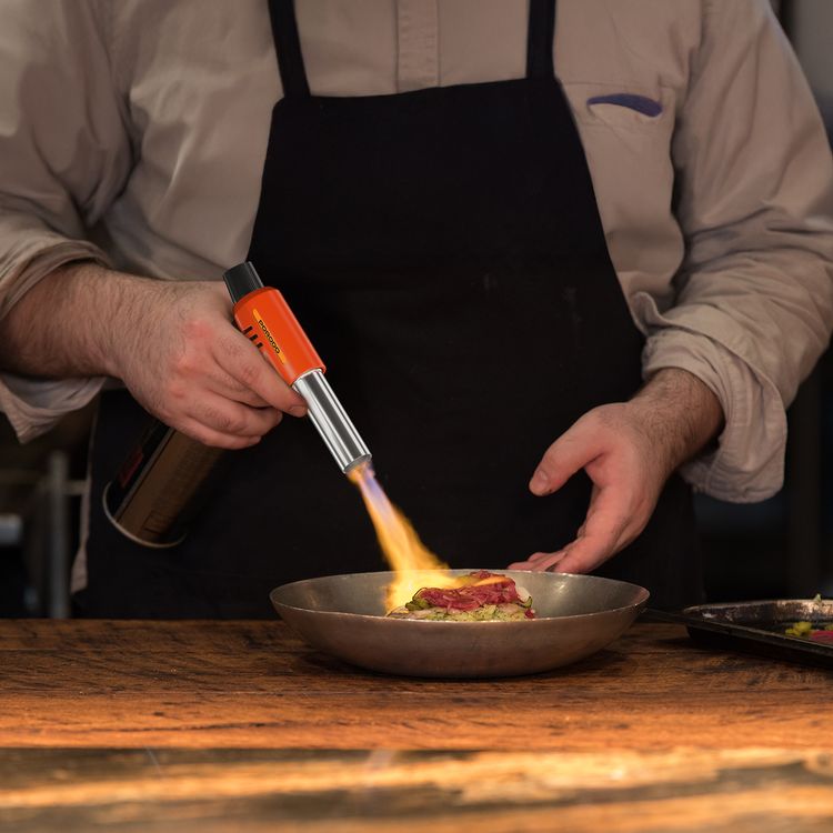 Porodo Multi-Function Butane Gas Lighter with Piezo Ignition, Quick & Easy-to-Use, Adjustable Flame, 1300°C Maximum Temperature, 150g/h Gas Consumption, Light & Safe Design - Black