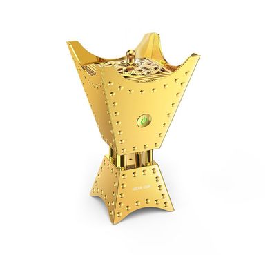 Green Lion Traditional Bakhour with Quran Speaker, 15-18 Times Working Time per Charge, 2500mAh Battery Capacity, 5W Speaker Power, App Control - Gold