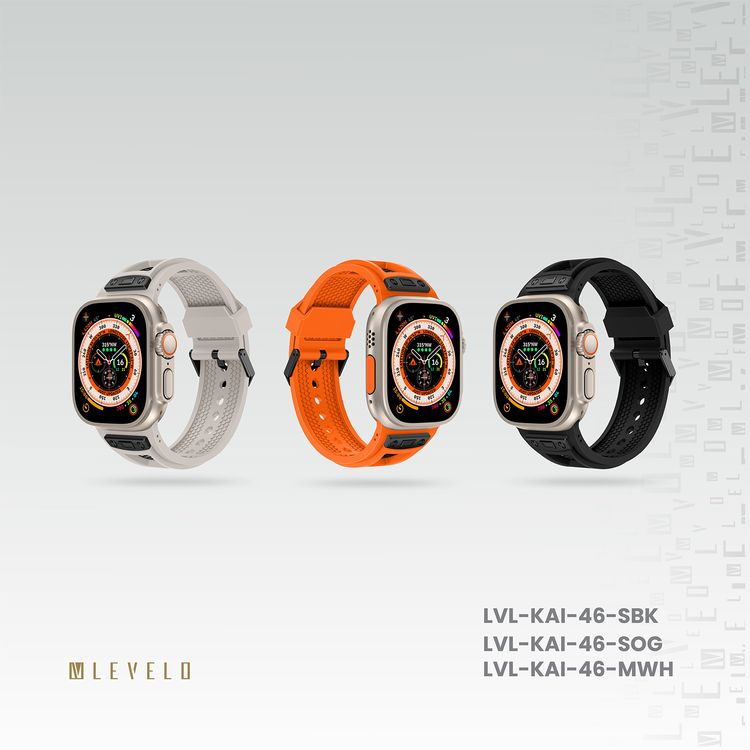 Levelo Kai Watch Strap, Apple Watch SE 9/8/7/6/5 (46/49mm), TPU + Metal Buckle, Hypoallergenic, 24/7 Wearability - Moonlight White