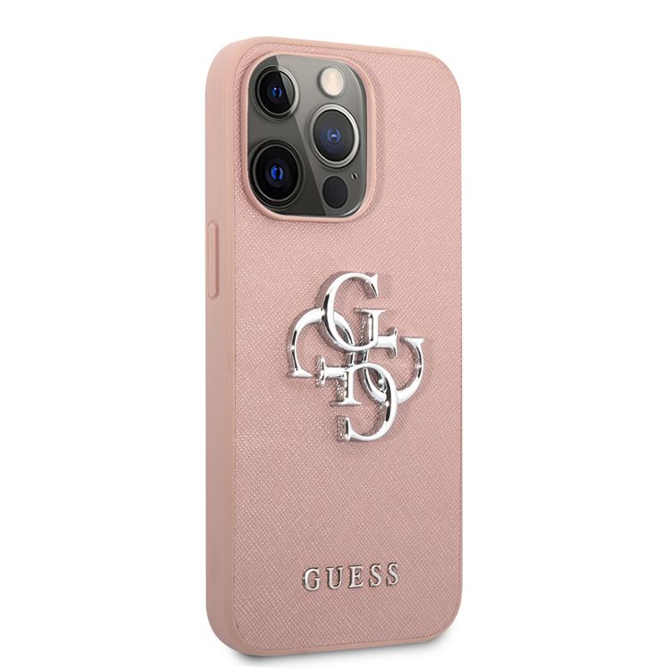 CG MOBILE Guess PU Saffiano Case with Big 4G Silver Logo Compatible for iPhone 13 Pro (6.1") Anti-Scratch, Easy Access to All Ports, Shock Absorption