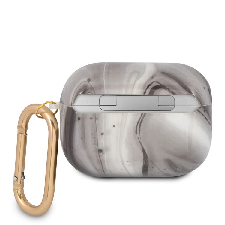 جراب رخامي جديد لامع من سي جي موبايل من غيس مع حلقة مضادة للفقد متوافق مع ايربودز وغطاء حماية ممتص للصدمات ومقاوم للغبار ، جراب مقاوم للخدش متوافق مع ايربودز برو مرخص رسميًا