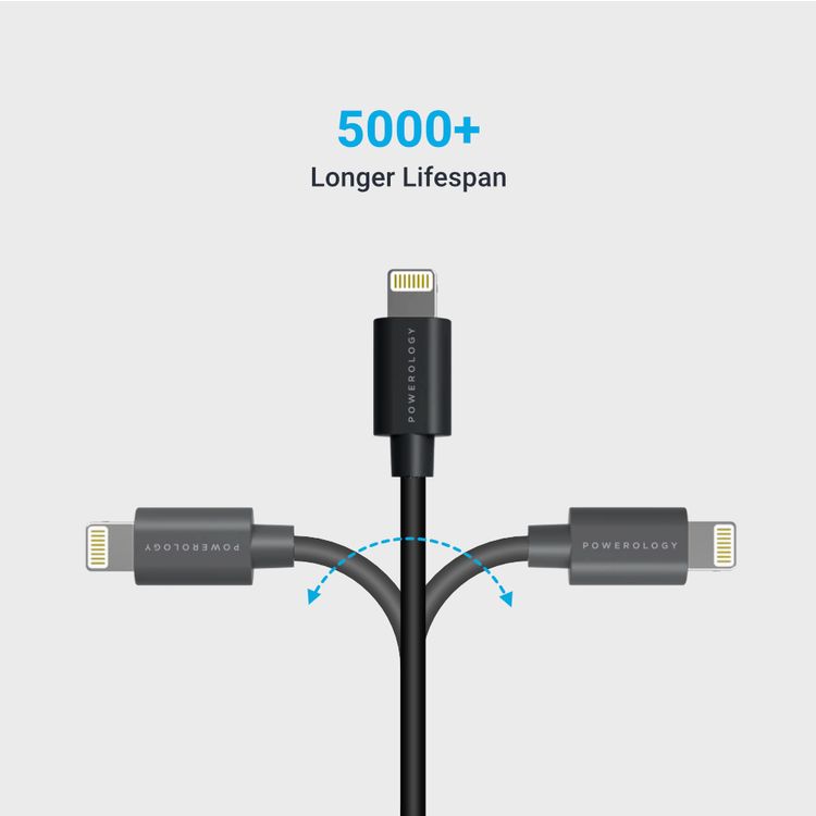 Powerology USB-A to Lightning Cable 3M Fast Charging  Data Sync - Black