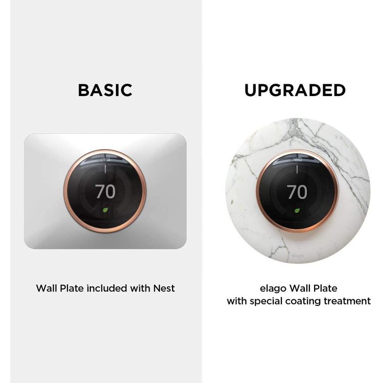 Elago Wall Plate Cover Suitable for Google Nest Thermostat Wall Plate Compatible with Nest Learning Thermostat 1st/2nd/3rd - Marble